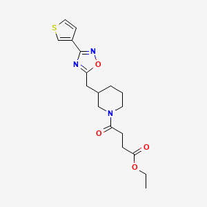 Ethyl 4-oxo-4-(3-((3-(thiophen-3-yl)-1,2,4-oxadiazol-5-yl)methyl)piperidin-1-yl)butanoate