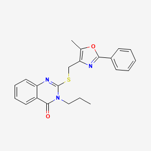 molecular formula C22H21N3O2S B2523011 2-(((5-methyl-2-phenyloxazol-4-yl)methyl)thio)-3-propylquinazolin-4(3H)-one CAS No. 937993-20-9