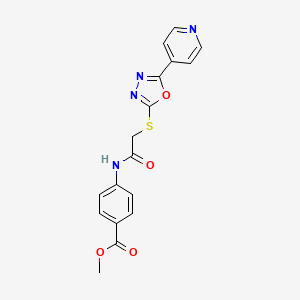 molecular formula C17H14N4O4S B2523020 Methyl 4-({[(5-pyridin-4-yl-1,3,4-oxadiazol-2-yl)thio]acetyl}amino)benzoate CAS No. 898623-01-3
