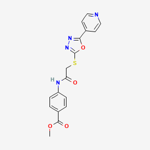 molecular formula C17H14N4O4S B2523020 4-({[(5-ピリジン-4-イル-1,3,4-オキサジアゾール-2-イル)チオ]アセチル}アミノ)安息香酸メチル CAS No. 898623-01-3