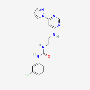 1-(2-((6-(1H-pyrazol-1-yl)pyrimidin-4-yl)amino)ethyl)-3-(3-chloro-4-methylphenyl)urea