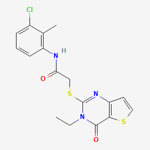molecular formula C17H16ClN3O2S2 B2523027 N-(3-chloro-2-methylphenyl)-2-[(3-ethyl-4-oxo-3,4-dihydrothieno[3,2-d]pyrimidin-2-yl)sulfanyl]acetamide CAS No. 1252926-23-0