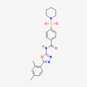 molecular formula C22H24N4O4S B2523032 N-(5-(2,4-dimethylphenyl)-1,3,4-oxadiazol-2-yl)-4-(piperidin-1-ylsulfonyl)benzamide CAS No. 891144-60-8