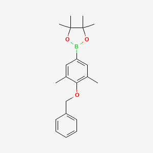 molecular formula C21H27BO3 B2523034 4-苄氧基-3,5-二甲基苯基硼酸二缩甲醇酯 CAS No. 2121513-92-4