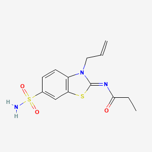 molecular formula C13H15N3O3S2 B2523038 (Z)-N-(3-allyl-6-sulfamoylbenzo[d]thiazol-2(3H)-ylidene)propionamide CAS No. 865180-16-1
