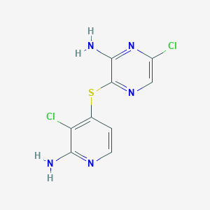 molecular formula C9H7Cl2N5S B2523042 3-((2-氨基-3-氯吡啶-4-基)硫基)-6-氯吡嗪-2-胺 CAS No. 1801693-86-6