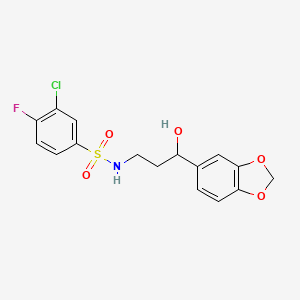 N-(3-(benzo[d][1,3]dioxol-5-yl)-3-hydroxypropyl)-3-chloro-4-fluorobenzenesulfonamide