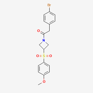 molecular formula C18H18BrNO4S B2523054 2-(4-Bromophenyl)-1-(3-((4-methoxyphenyl)sulfonyl)azetidin-1-yl)ethanone CAS No. 1705845-78-8