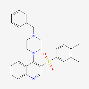 molecular formula C28H29N3O2S B2523056 4-(4-Benzylpiperazin-1-yl)-3-((3,4-dimethylphenyl)sulfonyl)quinoline CAS No. 867040-49-1