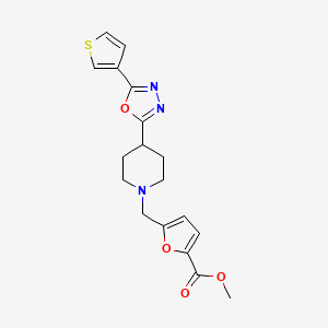 Methyl 5-((4-(5-(thiophen-3-yl)-1,3,4-oxadiazol-2-yl)piperidin-1-yl)methyl)furan-2-carboxylate