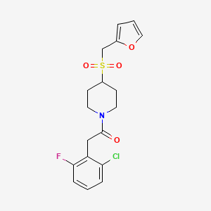 molecular formula C18H19ClFNO4S B2523076 2-(2-氯-6-氟苯基)-1-(4-((呋喃-2-基甲基)磺酰基)哌啶-1-基)乙酮 CAS No. 1448053-78-8