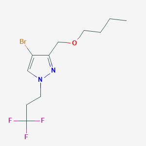 molecular formula C11H16BrF3N2O B2523083 4-bromo-3-(butoxymethyl)-1-(3,3,3-trifluoropropyl)-1H-pyrazole CAS No. 1856054-15-3