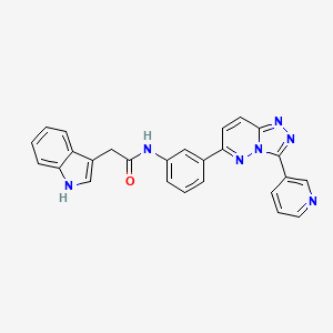 2-(1H-indol-3-yl)-N-(3-(3-(pyridin-3-yl)-[1,2,4]triazolo[4,3-b]pyridazin-6-yl)phenyl)acetamide