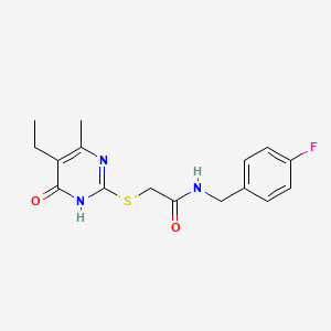 molecular formula C16H18FN3O2S B2523086 2-((5-ethyl-4-methyl-6-oxo-1,6-dihydropyrimidin-2-yl)thio)-N-(4-fluorobenzyl)acetamide CAS No. 899744-55-9
