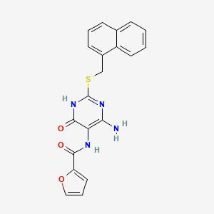 molecular formula C20H16N4O3S B2523092 N-(4-氨基-2-((萘-1-基甲基)硫代)-6-氧代-1,6-二氢嘧啶-5-基)呋喃-2-甲酰胺 CAS No. 868226-64-6