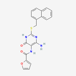 molecular formula C20H16N4O3S B2523092 N-(4-Amino-2-((Naphthalen-1-ylmethyl)thio)-6-oxo-1,6-dihydropyrimidin-5-yl)furan-2-carboxamid CAS No. 868226-64-6