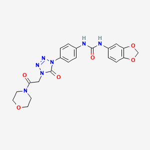 molecular formula C21H21N7O6 B2523097 1-(benzo[d][1,3]dioxol-5-yl)-3-(4-(4-(2-morpholino-2-oxoethyl)-5-oxo-4,5-dihydro-1H-tetrazol-1-yl)phenyl)urea CAS No. 1396806-74-8