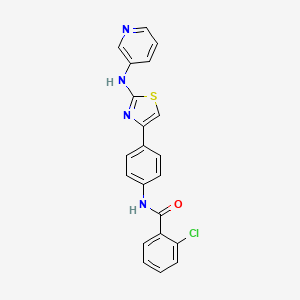 molecular formula C21H15ClN4OS B2523100 2-chloro-N-(4-(2-(pyridin-3-ylamino)thiazol-4-yl)phenyl)benzamide CAS No. 1797557-93-7
