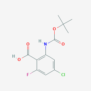 molecular formula C12H13ClFNO4 B2523101 2-((tert-Butoxycarbonyl)amino)-4-chloro-6-fluorobenzoic acid CAS No. 2137590-71-5