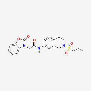 molecular formula C21H23N3O5S B2523105 2-(2-氧代苯并[d]恶唑-3(2H)-基)-N-(2-(丙磺酰基)-1,2,3,4-四氢异喹啉-7-基)乙酰胺 CAS No. 1206998-76-6