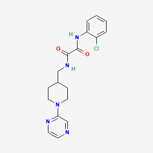 molecular formula C18H20ClN5O2 B2523108 N1-(2-chlorophenyl)-N2-((1-(pyrazin-2-yl)piperidin-4-yl)methyl)oxalamide CAS No. 1396711-74-2