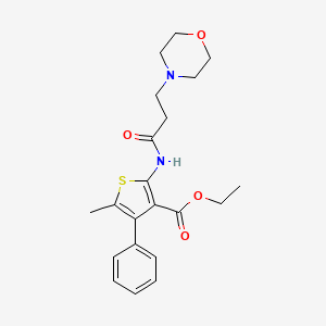 molecular formula C21H26N2O4S B2523138 Ethyl 5-methyl-2-[3-(morpholin-4-yl)propanamido]-4-phenylthiophene-3-carboxylate CAS No. 442865-45-4