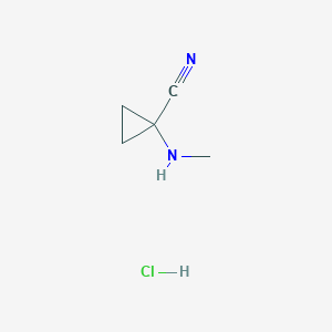 molecular formula C5H9ClN2 B2523144 1-(Methylamino)cyclopropane-1-carbonitrile hydrochloride CAS No. 2225146-97-2