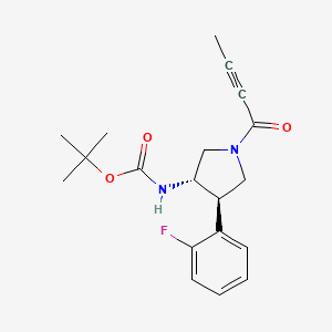 molecular formula C19H23FN2O3 B2523145 tert-butyl N-[(3S,4R)-1-(but-2-ynoyl)-4-(2-fluorophenyl)pyrrolidin-3-yl]carbamate CAS No. 2094642-42-7