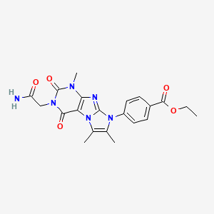 Ethyl 4-[3-(carbamoylmethyl)-1,6,7-trimethyl-2,4-dioxo-1,3,5-trihydro-4-imidaz olino[1,2-h]purin-8-yl]benzoate