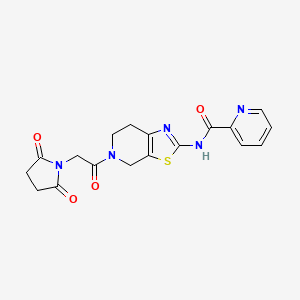 molecular formula C18H17N5O4S B2523168 N-(5-(2-(2,5-dioxopyrrolidin-1-yl)acetyl)-4,5,6,7-tetrahydrothiazolo[5,4-c]pyridin-2-yl)picolinamide CAS No. 1421442-01-4