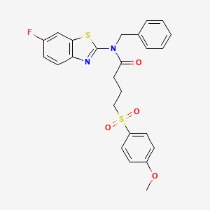 molecular formula C25H23FN2O4S2 B2523180 N-苄基-N-(6-氟苯并[d]噻唑-2-基)-4-((4-甲氧基苯基)磺酰基)丁酰胺 CAS No. 941900-80-7