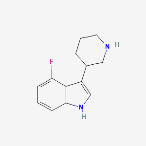 molecular formula C13H15FN2 B2523181 4-氟-3-(哌啶-3-基)-1H-吲哚 CAS No. 1266795-93-0