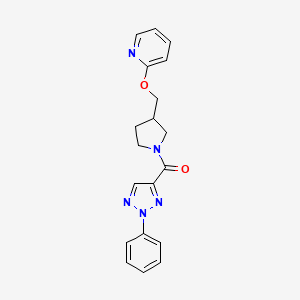 molecular formula C19H19N5O2 B2523185 (2-Phenyltriazol-4-yl)-[3-(pyridin-2-yloxymethyl)pyrrolidin-1-yl]methanone CAS No. 2415552-03-1