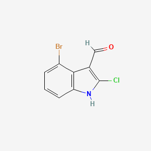 molecular formula C9H5BrClNO B2523186 4-溴-2-氯-1H-吲哚-3-甲醛 CAS No. 903130-82-5