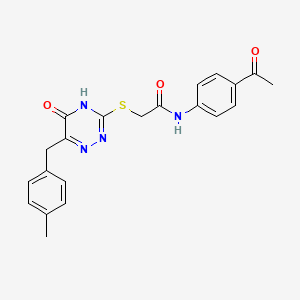 molecular formula C21H20N4O3S B2523192 N-(4-乙酰苯基)-2-((6-(4-甲基苄基)-5-氧代-4,5-二氢-1,2,4-三嗪-3-基)硫代)乙酰胺 CAS No. 898606-00-3