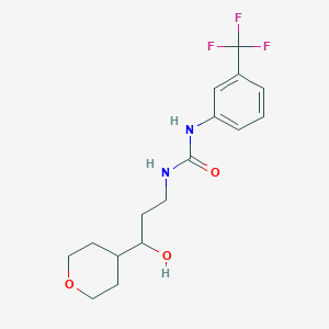 molecular formula C16H21F3N2O3 B2523195 1-(3-羟基-3-(四氢-2H-吡喃-4-基)丙基)-3-(3-(三氟甲基)苯基)脲 CAS No. 2034539-81-4