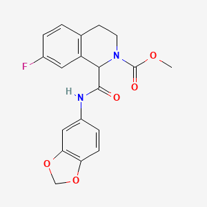 molecular formula C19H17FN2O5 B2523198 1-(benzo[d][1,3]dioxol-5-ilcarbamoil)-7-fluoro-3,4-dihidroisoquinolina-2(1H)-carboxilato de metilo CAS No. 1351581-57-1