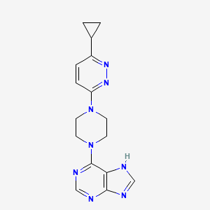 molecular formula C16H18N8 B2523204 6-(4-(6-环丙基哒嗪-3-基)哌嗪-1-基)-9H-嘌呤 CAS No. 2034307-05-4