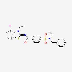 molecular formula C25H24FN3O3S2 B2523208 4-[苄基(乙基)磺酰胺基]-N-(3-乙基-4-氟-1,3-苯并噻唑-2-亚甲基)苯甲酰胺 CAS No. 851080-05-2