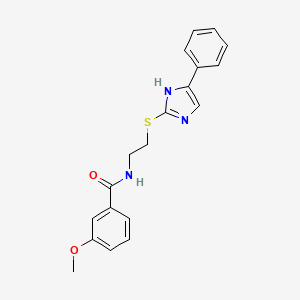 molecular formula C19H19N3O2S B2523209 3-甲氧基-N-(2-((5-苯基-1H-咪唑-2-基)硫基)乙基)苯甲酰胺 CAS No. 886897-71-8
