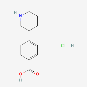 molecular formula C12H16ClNO2 B2523212 4-(Piperidin-3-yl)benzoic acid hydrochloride CAS No. 2044705-22-6; 889942-43-2