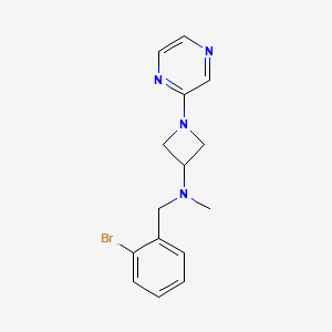 molecular formula C15H17BrN4 B2523219 N-[(2-Bromophenyl)methyl]-N-methyl-1-pyrazin-2-ylazetidin-3-amine CAS No. 2380058-97-7