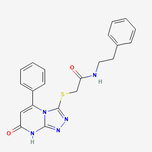 molecular formula C21H19N5O2S B2523222 2-((7-氧代-5-苯基-7,8-二氢-[1,2,4]三唑并[4,3-a]嘧啶-3-基)硫代)-N-苯乙酰胺 CAS No. 894998-54-0