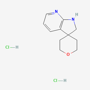 molecular formula C11H16Cl2N2O B2523224 2',3'-二氢螺{噁烷-4,1'-吡咯并[2,3-b]吡啶}二盐酸盐 CAS No. 2197062-77-2