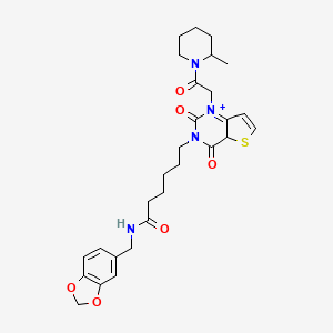 molecular formula C28H34N4O6S B2523233 N-[(2H-1,3-benzodioxol-5-yl)methyl]-6-{1-[2-(2-methylpiperidin-1-yl)-2-oxoethyl]-2,4-dioxo-1H,2H,3H,4H-thieno[3,2-d]pyrimidin-3-yl}hexanamide CAS No. 912884-67-4