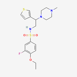 molecular formula C19H26FN3O3S2 B2523236 4-ethoxy-3-fluoro-N-(2-(4-methylpiperazin-1-yl)-2-(thiophen-3-yl)ethyl)benzenesulfonamide CAS No. 955237-04-4