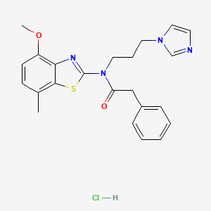 molecular formula C23H25ClN4O2S B2523241 N-(3-(1H-imidazol-1-yl)propyl)-N-(4-methoxy-7-methylbenzo[d]thiazol-2-yl)-2-phenylacetamide hydrochloride CAS No. 1216720-37-4