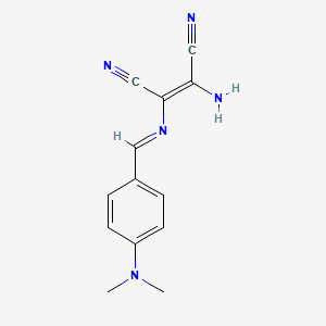 molecular formula C13H13N5 B2523242 2-氨基-3-[[4-(二甲氨基)亚苄基]氨基]丙二腈 CAS No. 696601-78-2