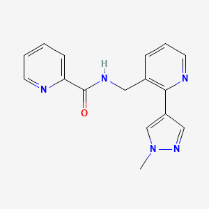 molecular formula C16H15N5O B2523243 N-((2-(1-methyl-1H-pyrazol-4-yl)pyridin-3-yl)methyl)picolinamide CAS No. 2034309-88-9