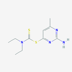 molecular formula C10H16N4S2 B2523248 (2-アミノ-6-メチルピリミジン-4-イルチオ)(ジエチルアミノ)メタン-1-チオン CAS No. 937604-52-9